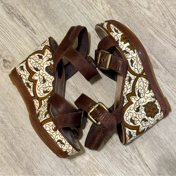 BLACKSTONE Brown Leather Wedge Heel Open Toe Sandals Size 39 /US 8 EUC WORN ONCE - Picture 8 of 12